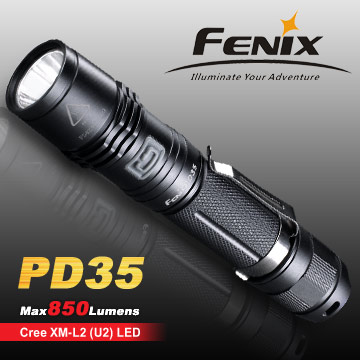 【請參考PD35 TAC】Fenix​​ PD35 xm-l2 強光手電筒正品850流明高亮LED1*18650充電