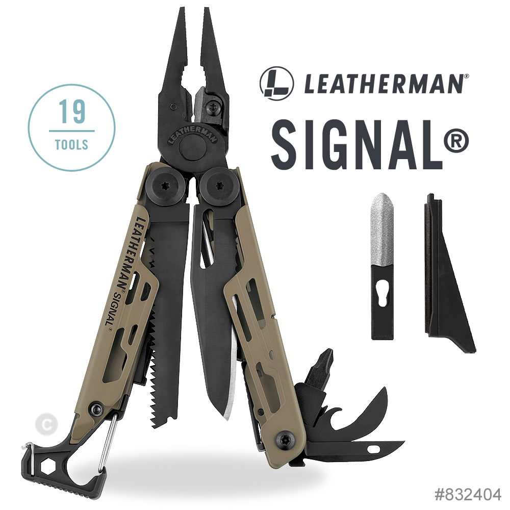 美國 保固25年 Leatherman SIGNAL 狼棕款 工具鉗 #832404 打火棒 安全哨 尖嘴