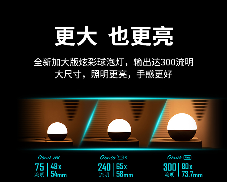 Olight OBULB Plus 300流明 加大炫彩球燈 遠程遙控 磁吸充電 露營燈 七彩光源 APP控制