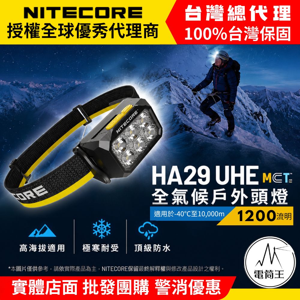 NITECORE HA29 UHE 1200流明 170米 全天候戶外頭燈 MCT多色溫 適用高海拔 耐低溫 IPX8