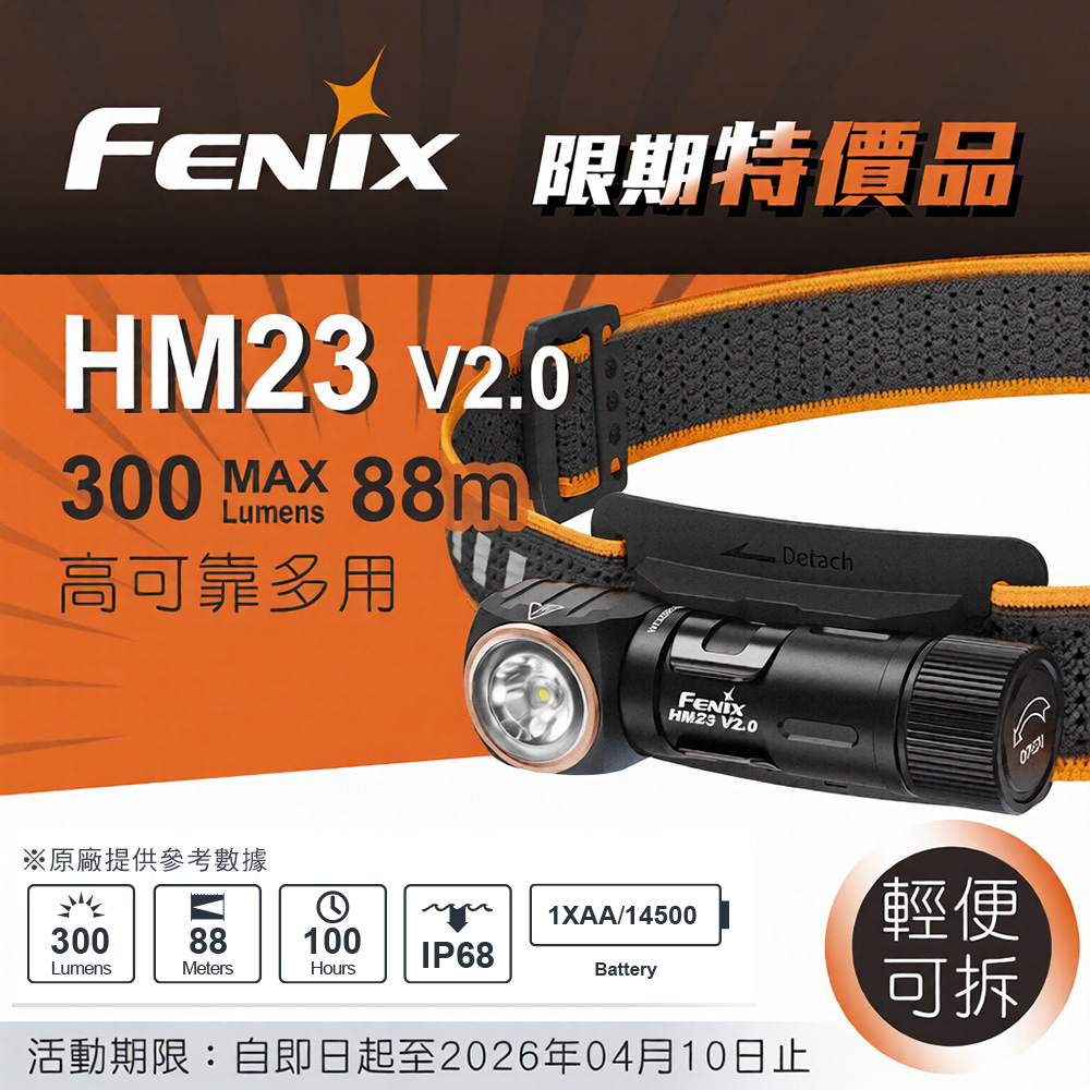 ENIX HM23 V2.0 300流明 88米 高可靠多用途輕便頭燈 紅白雙光源 頭燈手電二用 快拆 AA/14500