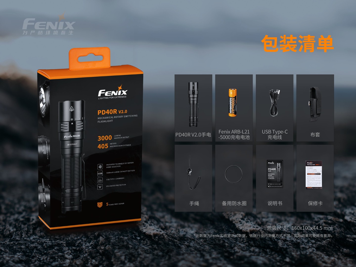 FENIX PD40R 3000流明 405米 機械環旋轉調光五檔 暴閃 手電筒 USB充電 含電池