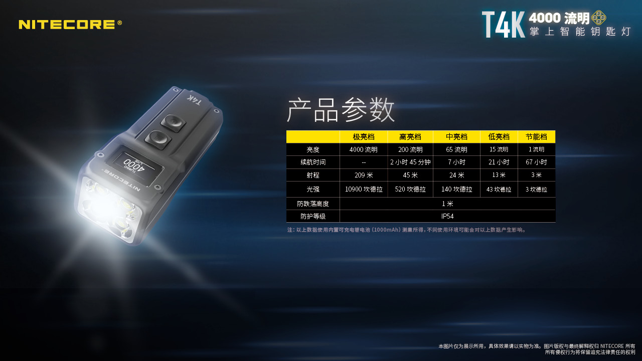 Nitecore T4K 4000流明 掌上智能鑰匙燈 OLED 螢幕顯示 機械快拆 USB-C 一鍵強光 雙模式切換 最強鑰匙圈燈 台灣總代理 