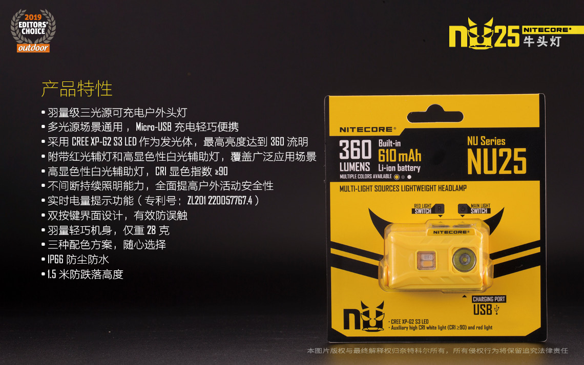 三色現貨 NiteCore NU25 三光源牛頭燈 羽量級USB充電跑步頭燈 登山露營 輕裝備 三色光源