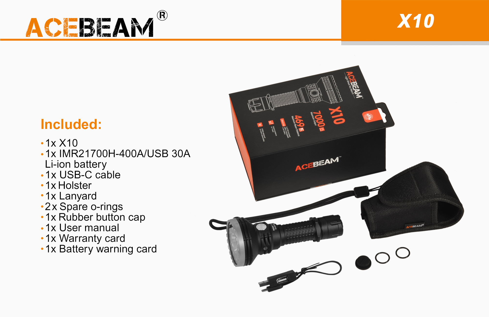 【停產】ACEBEAM X10 7000流明 469米 泛光CRI聚光高亮兼具可個別操作 21700手電筒 附原廠電池-停產 【停產】ACEBEAM X10 7000流明 469米 泛光CRI聚光高亮兼具可個別操作 21700手電筒 附原廠電池-停產