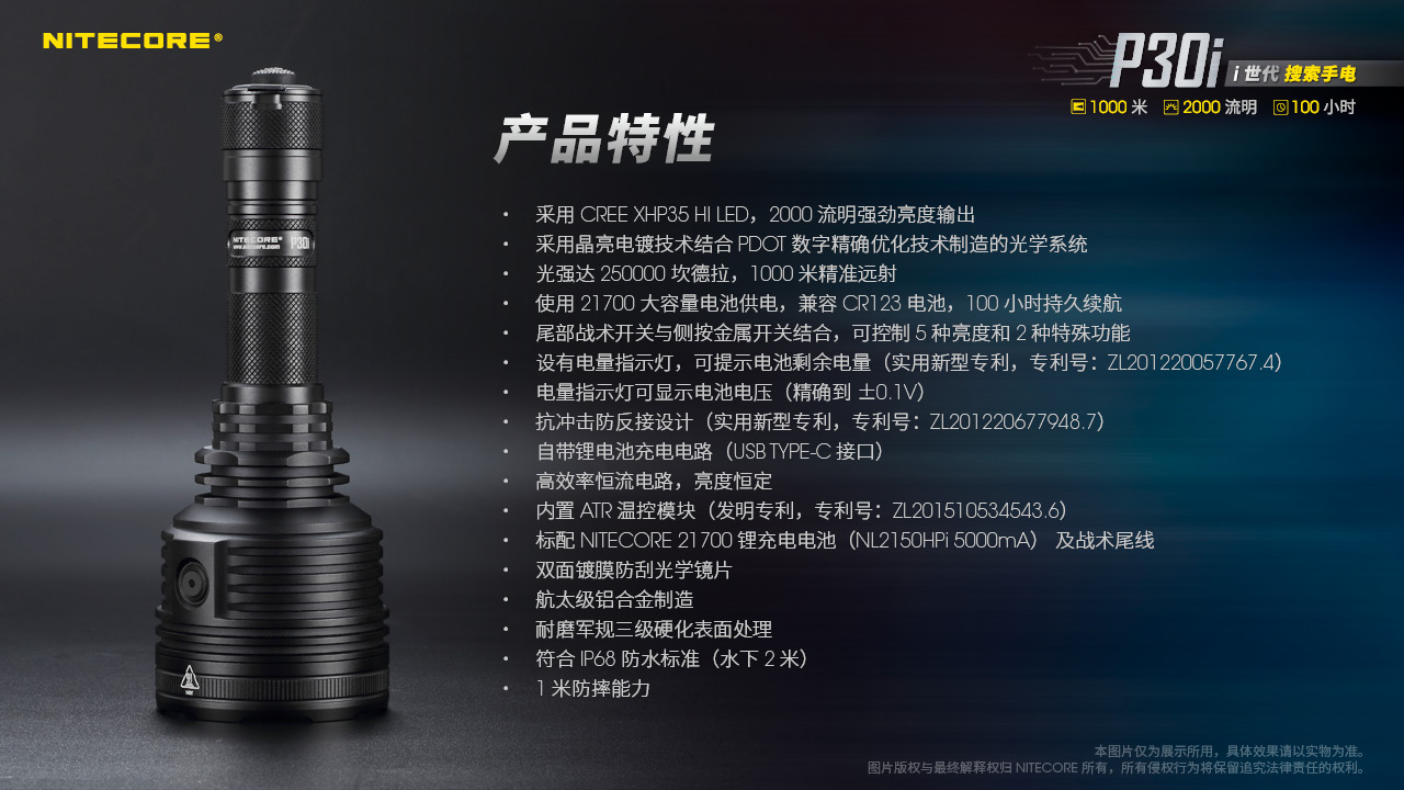 NITECORE P30i 2000流明 1000米 戰術手電筒 遠射 智能線控 USB-C電池 警用/生存 台灣總代理 保固五年 NITECORE P30i 2000流明 1000米 戰術手電筒 遠射 智能線控 USB-C電池 警用/生存 台灣總代理 保固五年