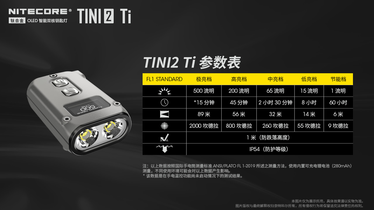 NITECORE TINI2 Ti 500流明 鈦合金匙扣燈 OLED顯示 USB-C 智能鎖鍵