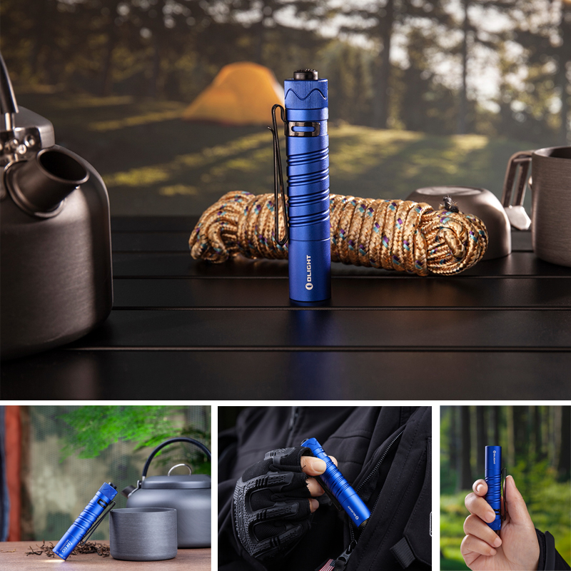 Olight i5R HCRI (藍) 350流明 64米 EDC 隨身手電筒 雙向抱夾 尾按開關 附原廠定制充電電池 AA電池(藍色新上巿)