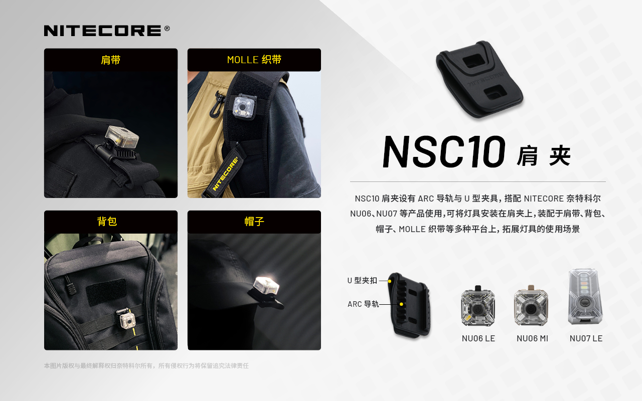 NITECORE NSC10 肩夾 可適用信號燈 NU06LE NU06MI NU07LE