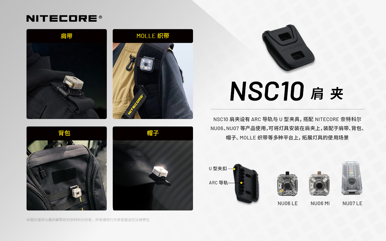 NITECORE NSC10 肩夾 可適用信號燈 NU06LE NU06MI NU07LE NITECORE NSC10 肩夾 可適用信號燈 NU06LE NU06MI NU07LE