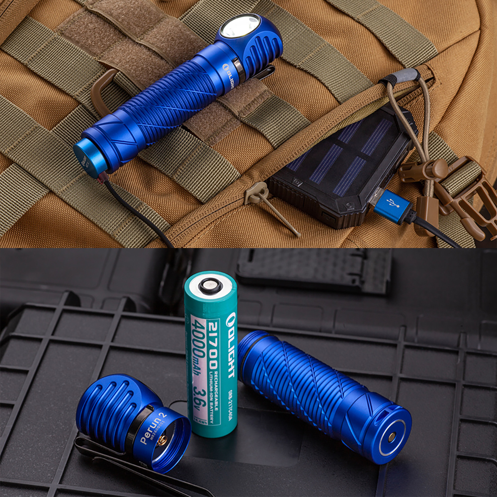 Olight PERUN 2 雷神 藍色 2500流明 L型拐角燈 頭燈 泛光 磁吸充電 21700