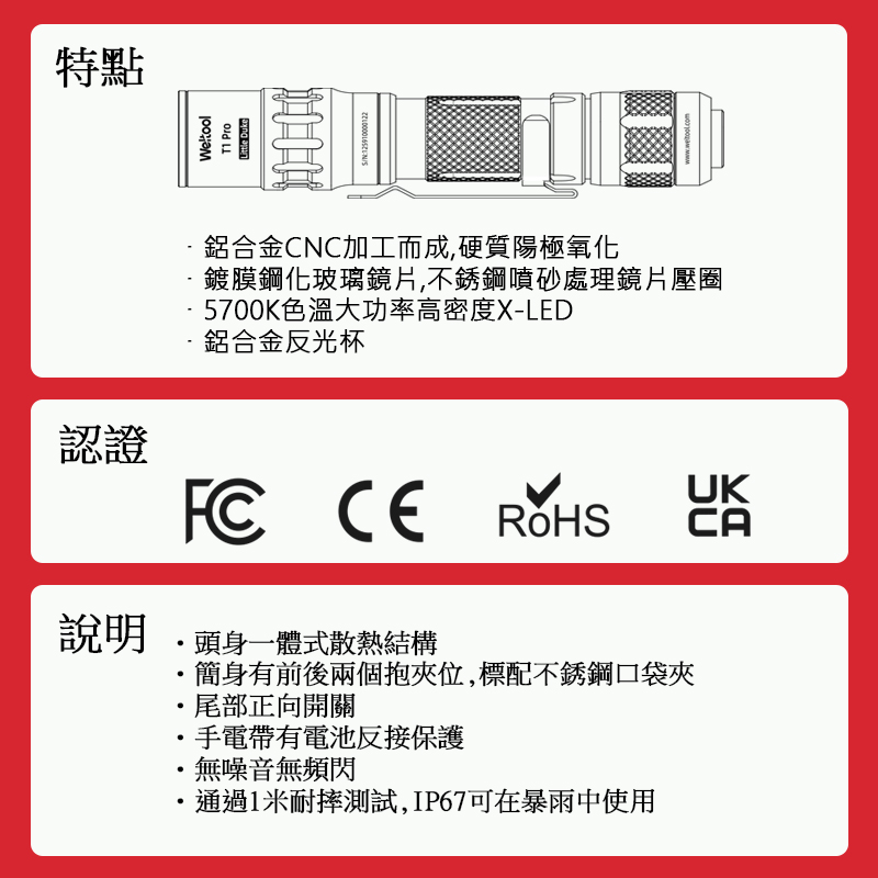 【停產】WELTOOL T1 PRO 365流明 219米 迷你EDC 手電筒 14500/AA電池 高亮度 防水防摔