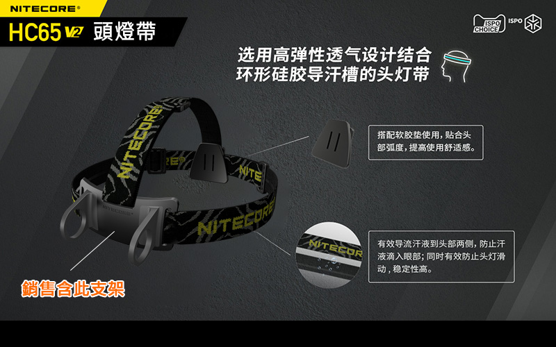 Nitecore HC65 専用頭燈帶組 頭燈標配頭燈帶組 含支架及彈力帶 穩固舒適