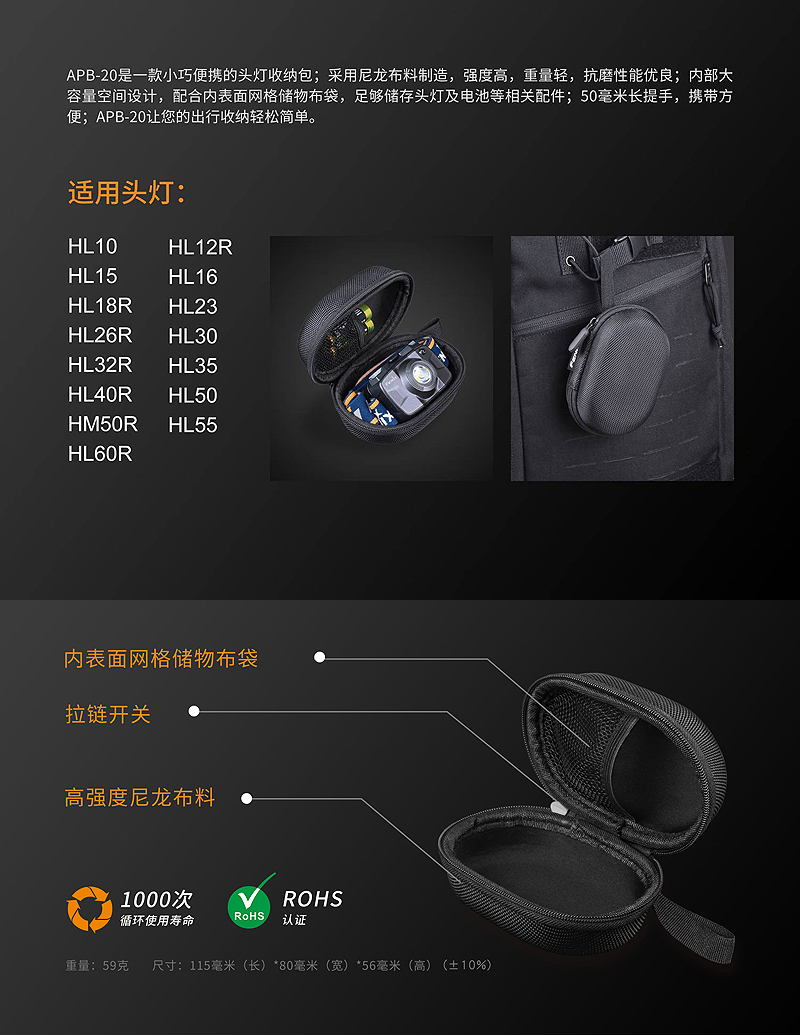 FENIX APB-20 頭燈收納包盒 適用型號HM50R H5 H3 NU25 NU32 UT27 NU35 FENIX APB-20 頭燈收納包盒 適用型號HM50R H5 H3 NU25 NU32 UT27 NU35