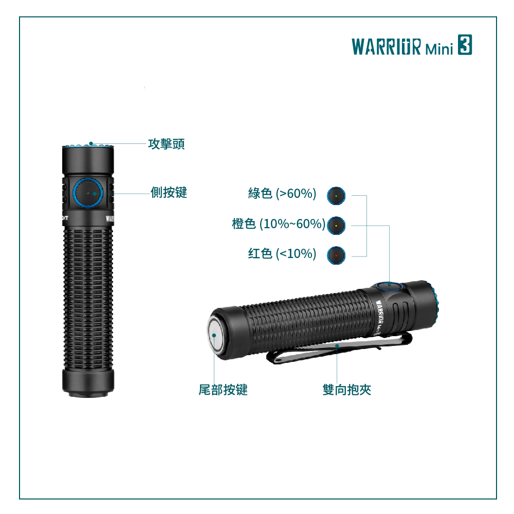 OLIGHT WARRIOR MINI 3 1750流明 240米 戰術手電筒 一鍵高亮 18650 USB充電