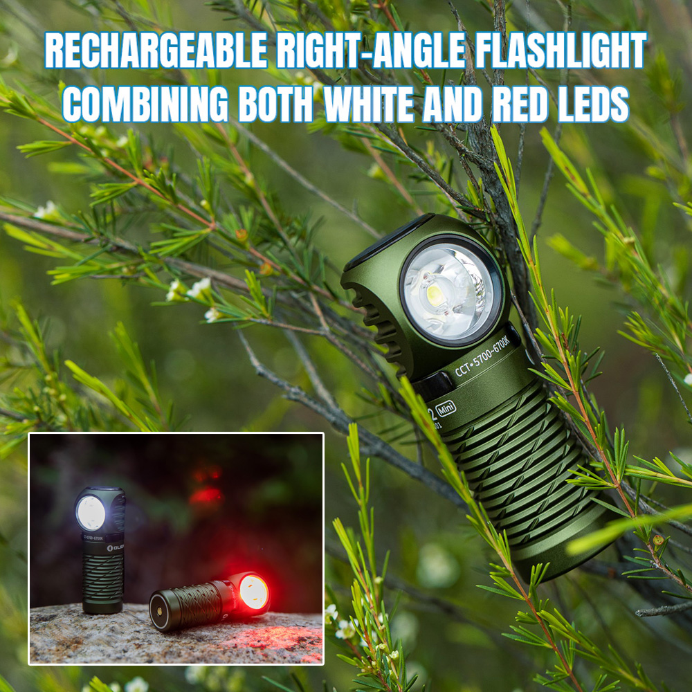 OLIGHT PERUN 2 MINI 軍綠色 1100流明 紅/白光雙光源頭燈 L型直角燈 尾部磁吸 可充電 全防水
