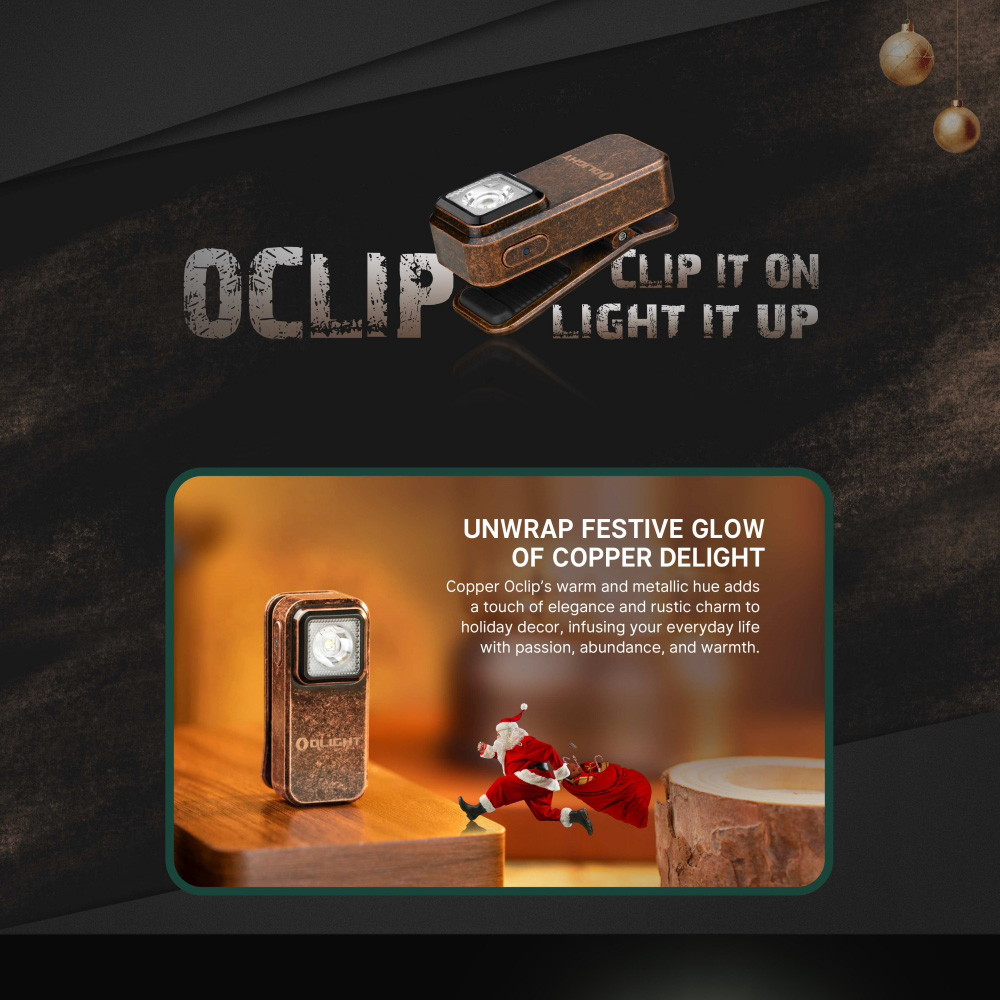 OLIGHT Oclip 【復古銅】300流明 70米 夾燈 中秋胸燈 TYPE-C充電 紅燈警告 攜帶式 應急照明燈