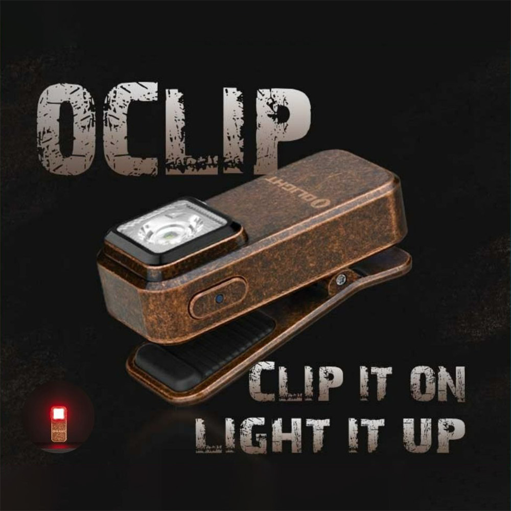 OLIGHT Oclip 【復古銅】300流明 70米 夾燈 中秋胸燈 TYPE-C充電 紅燈警告 攜帶式 應急照明燈