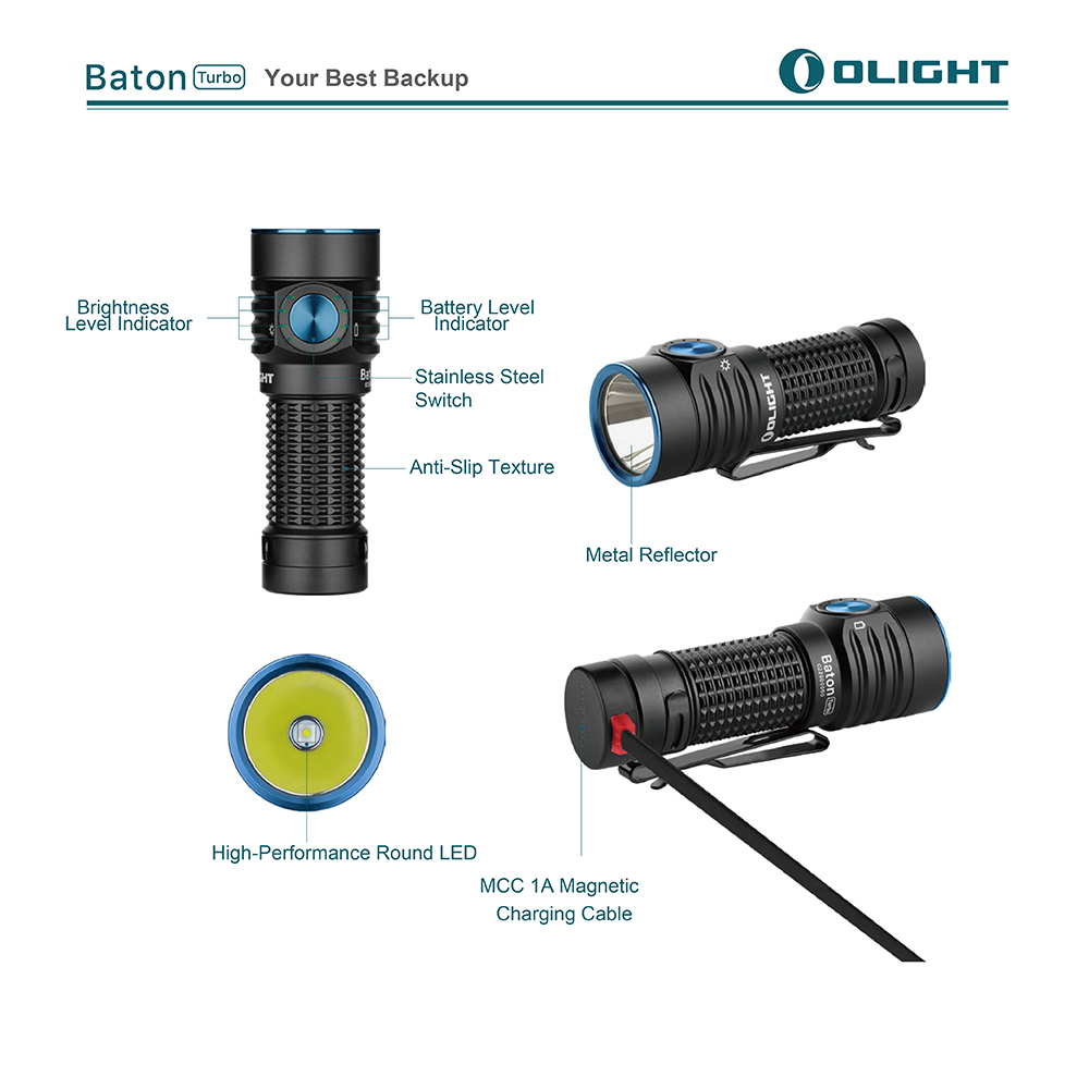 OLIGHT Baton Turbo 1000流明 510米 隨身EDC遠射手電筒 電量顯示 18350 OLIGHT Baton Turbo 1000流明 510米 隨身EDC遠射手電筒 電量顯示 18350