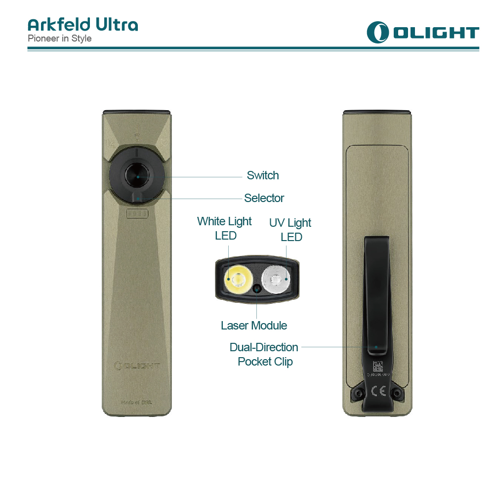 OLIGHT Arkfeld ULTRA 3R 1400流明 三光源手電筒 白光/UV光/綠光束 裝甲外殼 磁吸 OLIGHT Arkfeld ULTRA 3R 1400流明 三光源手電筒 白光/UV光/綠光束 裝甲外殼 磁吸