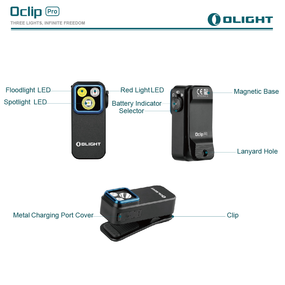 OLIGHT Oclip Pro 500流明 120米 聚泛光+紅光 轉盤切換 夾燈 胸燈 便攜 應急照明 TYPE-C OLIGHT Oclip Pro 500流明 120米 聚泛光+紅光 轉盤切換 夾燈 胸燈 便攜 應急照明 TYPE-C
