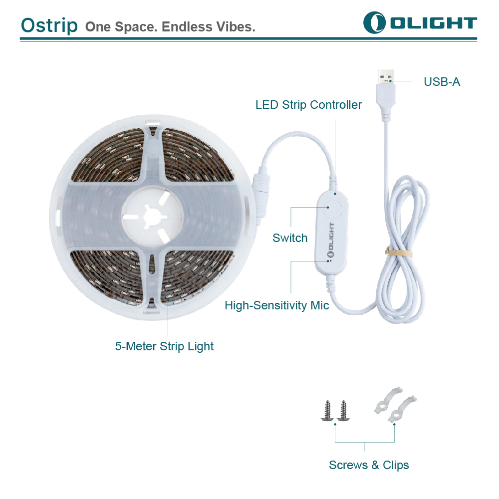 OLIGHT Ostrip 150流明 5米 LED燈條 多彩RGB 智能聲控 燈條 APP控制 聖誕燈 跑馬燈 電競 pskos25 OLIGHT Ostrip 150流明 5米 LED燈條 多彩RGB 智能聲控 燈條 APP控制 聖誕燈 跑馬燈 電競 pskos25