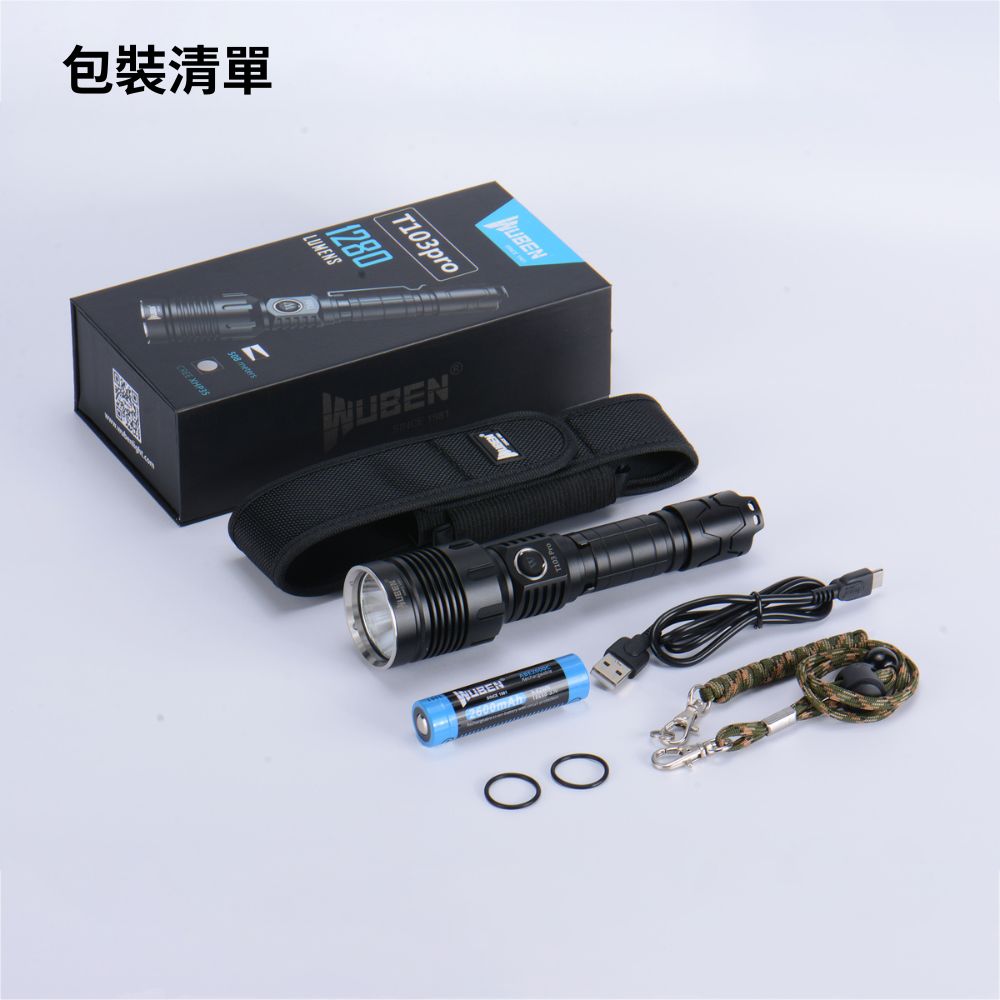 WUBEN T103 Pro & T103 Pro 1280流明 508米 聚光戰術手電筒 TYPE-C IPX8 WUBEN T103 Pro & T103 Pro 1280流明 508米 聚光戰術手電筒 TYPE-C IPX8