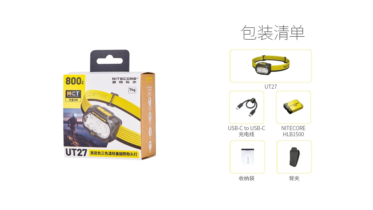 NITECORE UT27 PRO 2025新版 800流明 高顯色三色溫輕量越野跑頭燈 可變CRI 聚泛光 照明 破霧 定位 越野 相容AAA電池
