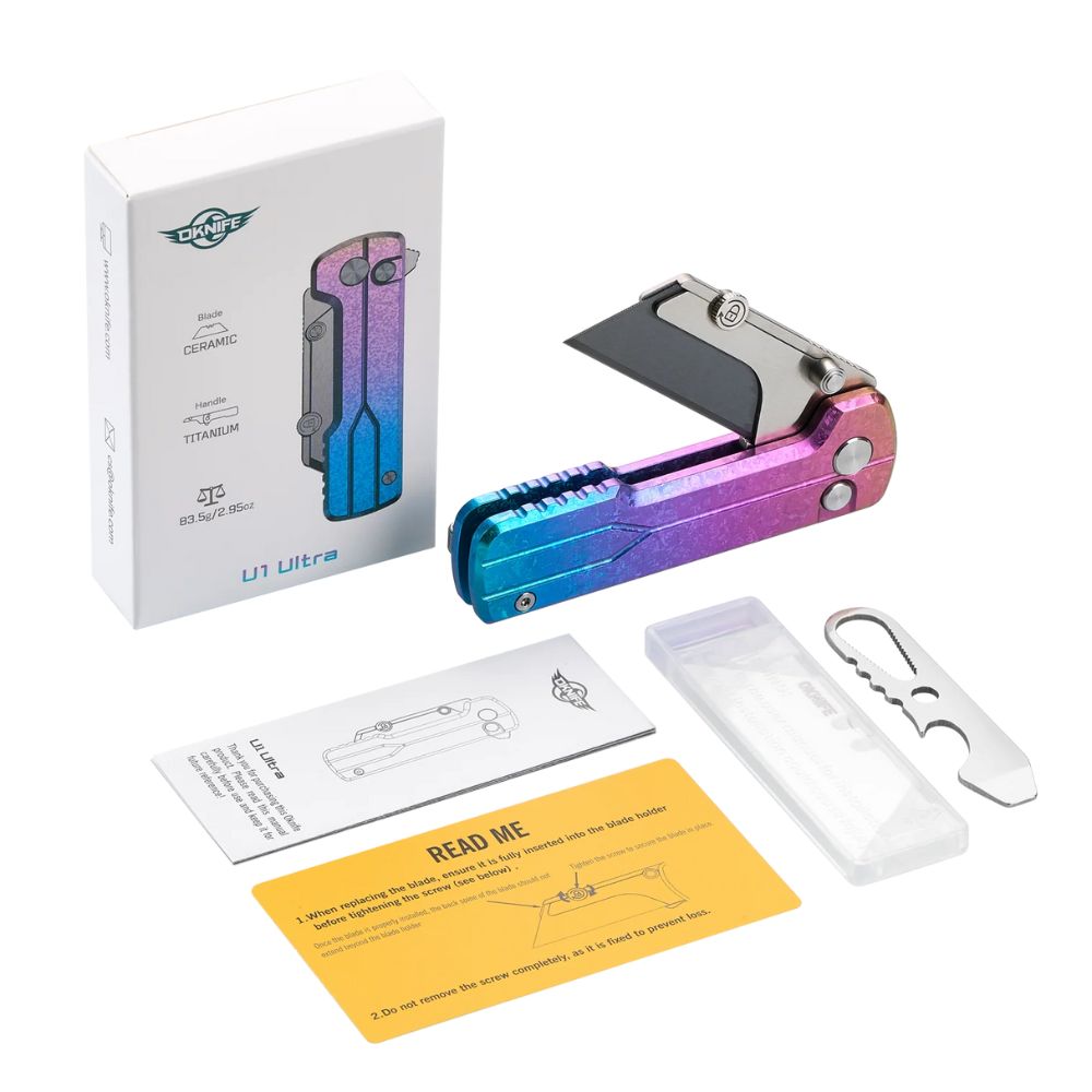 OKNIFE U1 Ultra Ti【雪花】口袋摺疊刀 陶瓷刀片 安全導軌鎖定 口袋夾 求生救災 快速更換刀片