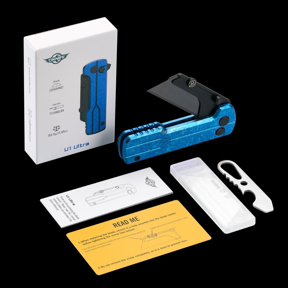 OKNIFE U1 Ultra Ti【雪花】口袋摺疊刀 陶瓷刀片 安全導軌鎖定 口袋夾 求生救災 快速更換刀片