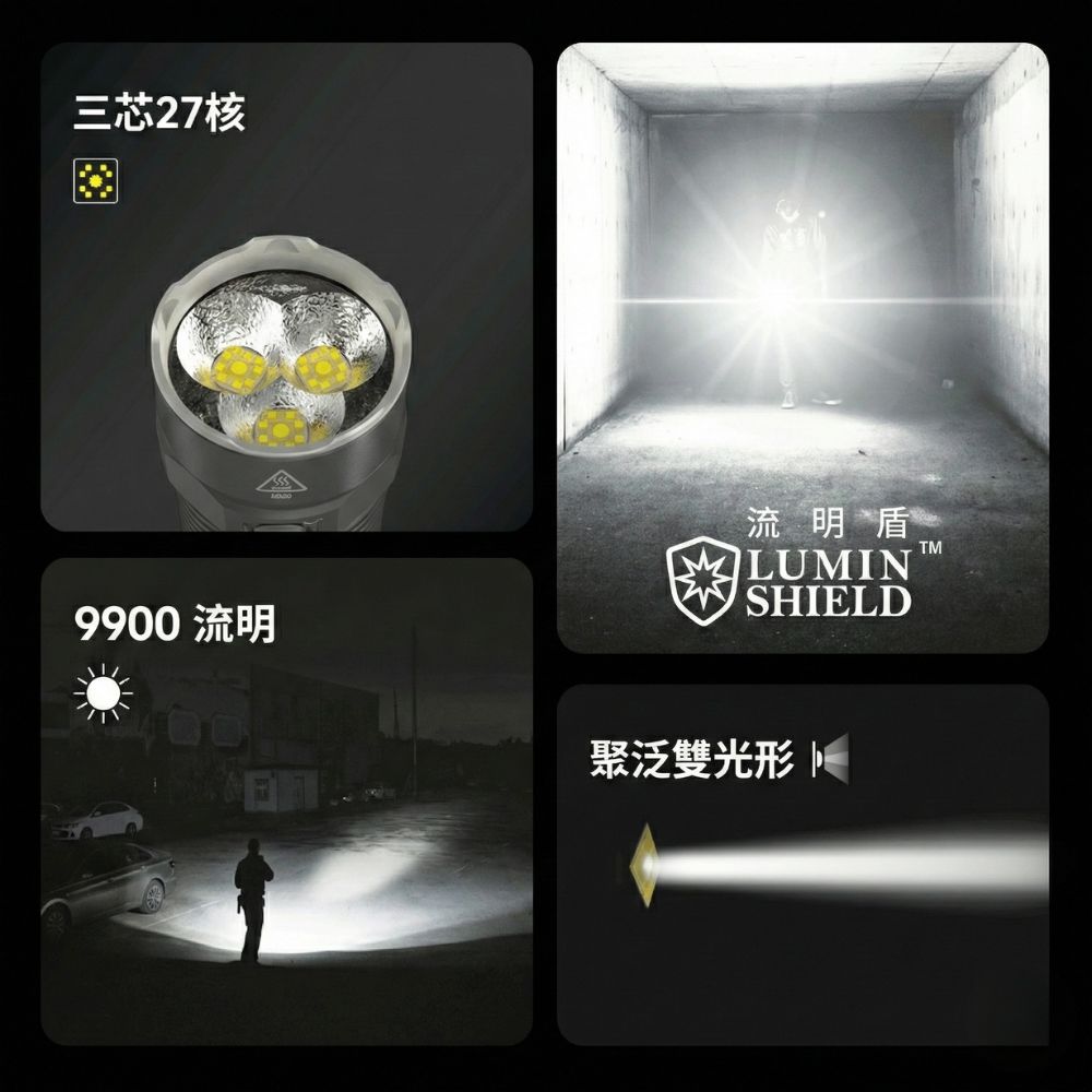 NITECORE TM9K Pro 9900流明 510米 強光防衛戰術手電筒 一鍵流明盾 戰術雙尾按