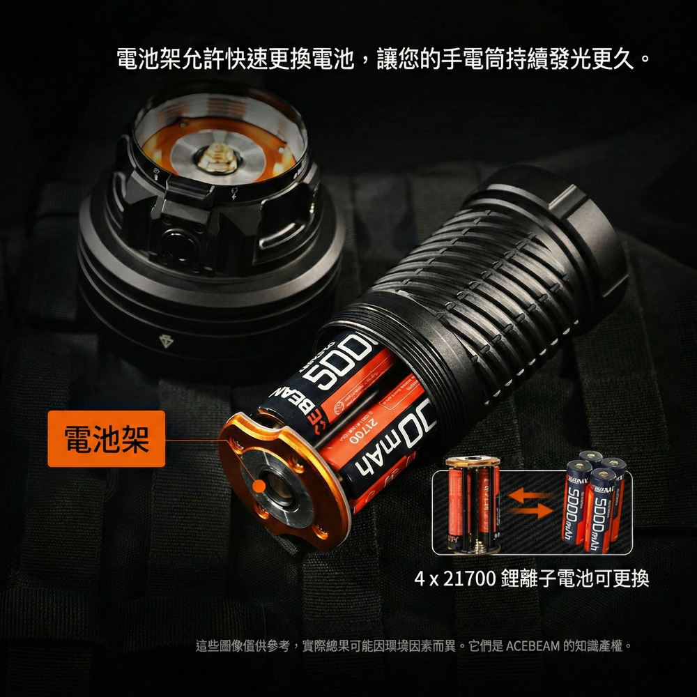 ACEBEAM X25 手電筒專用 4節21700 備用電池座 (原廠配件 / 不含電池)