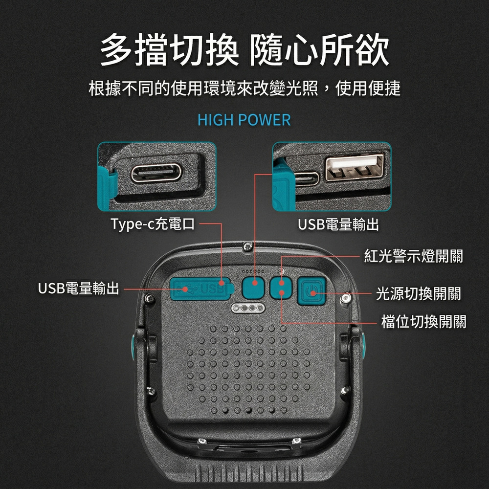 PSK FST27 多功能工作燈 升級4*COB燈芯 / 14種模式 / 支援雙向充放電 / 磁吸掛鉤 標配含兩顆松下凸點電池