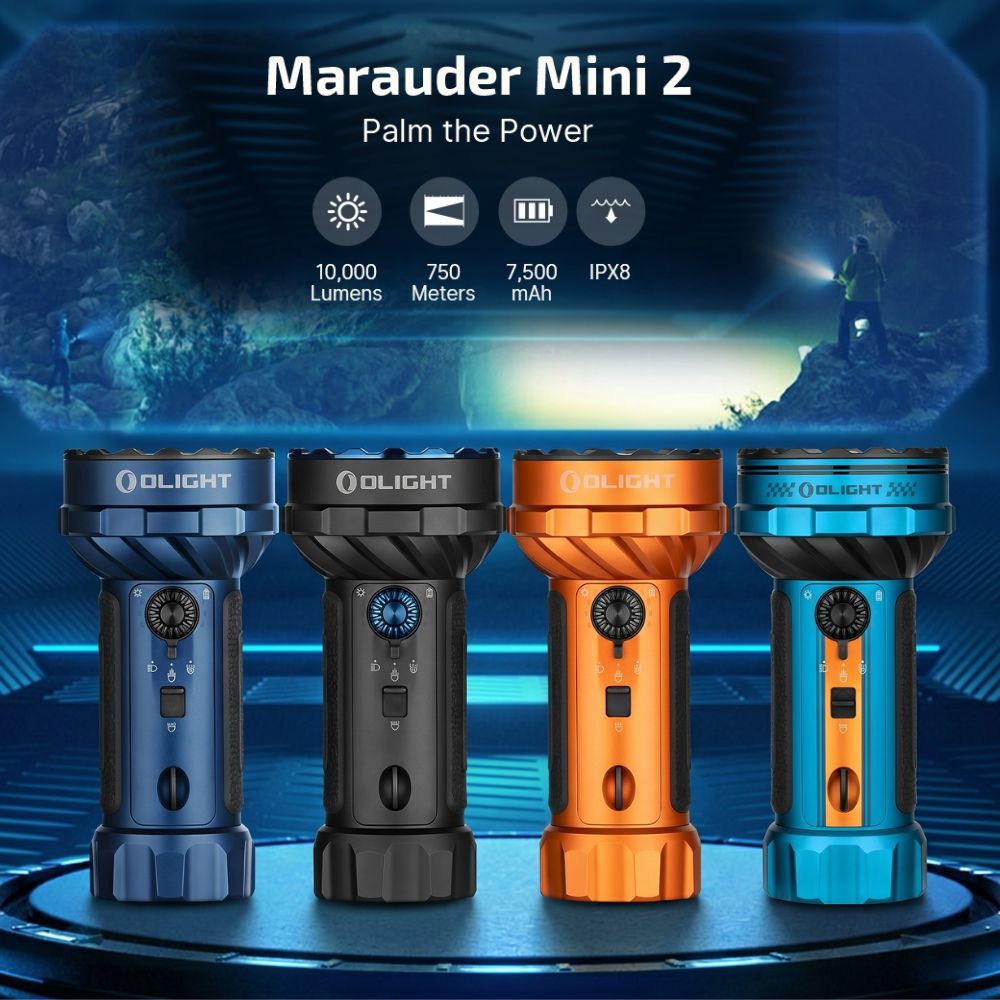 OLIGHT Marauder Mini 2 【Roadster】10000流明 750米 高亮度手電筒 五種照明模式 聚光 泛光 紅光 側燈 19TH