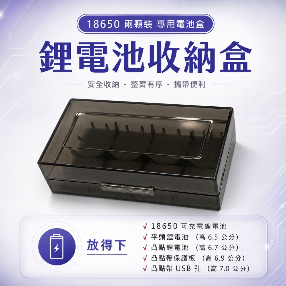 PSK 18650電池盒 保護盒 二顆裝 電池盒 收納盒 18650 平頭/尖頭
