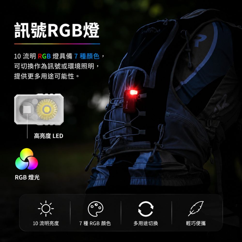 Wuben G5 【冰裂紋/白色】400流明 便攜照明 EDC 無段調光 磁吸 RGB七色光 180°燈頭 180°背夾 Type-C 52克