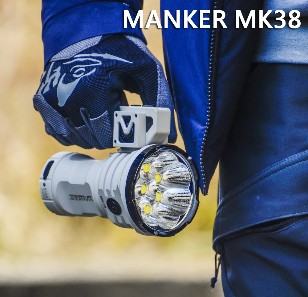 (黑色-高亮充電版) Manker MK38 41500流明 850米 XHP70.2*8 超亮搜救強光手電筒 IPX8防水 USB-C 充放電