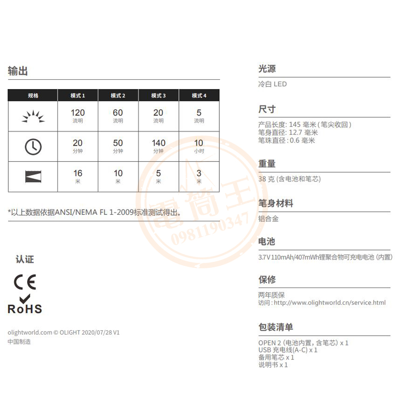 Olight OPEN2 筆芯補充包-不含電筒