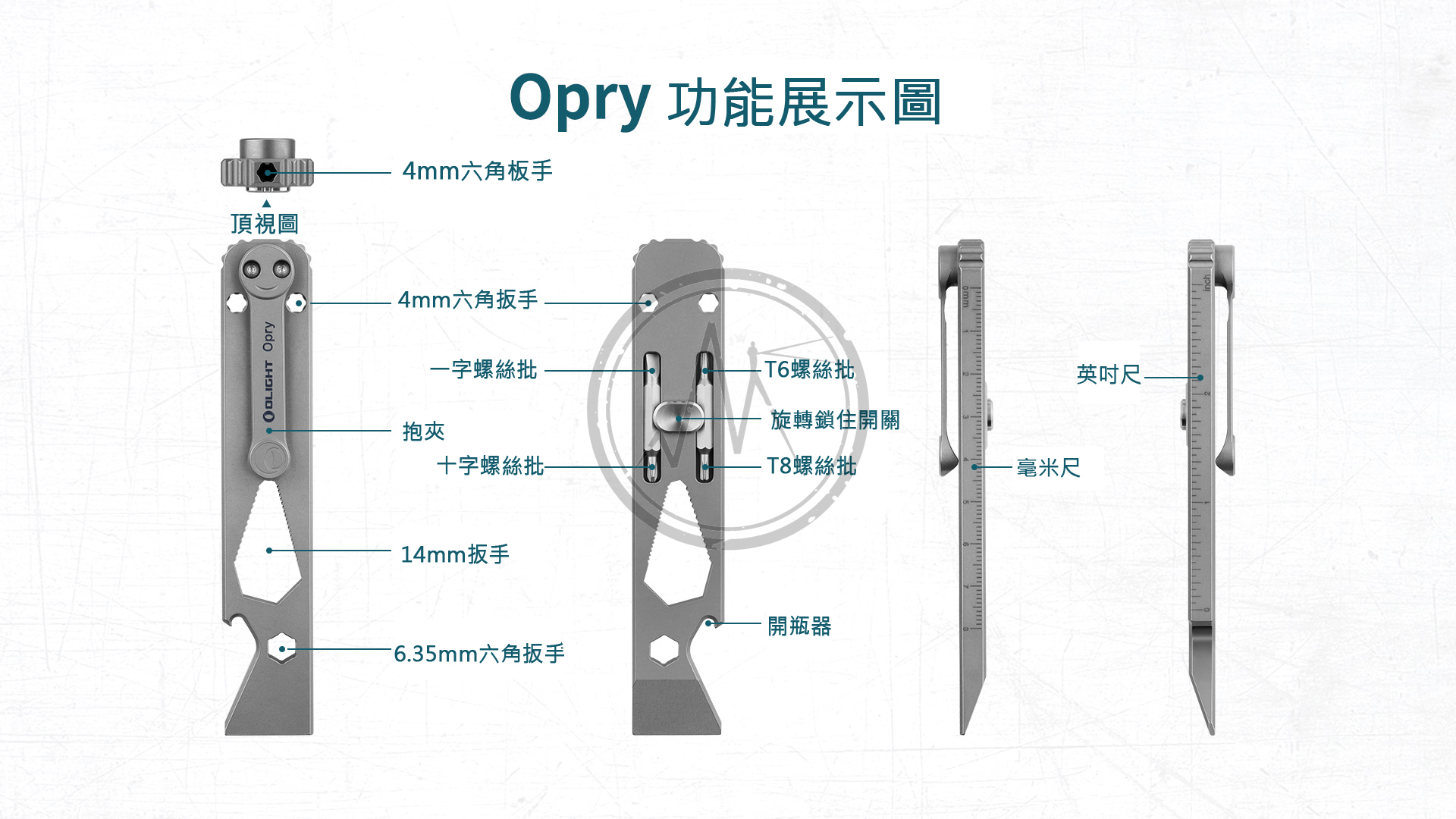 Olight Opry TC4 鈦合金多功能工具組 5合1 六角/一字/十字/扳手/T6螺絲/T8螺絲