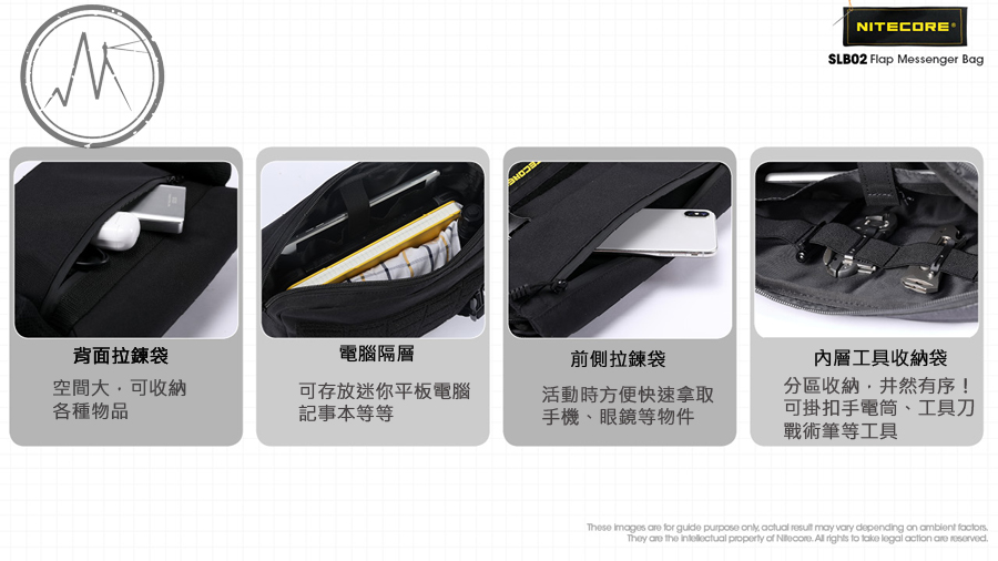 NITECORE SLB02 戶外通勤包 500D高強度防水滌綸 YKK MOLLE系統 UTX扣具 NITECORE SLB02 戶外通勤包 500D高強度防水滌綸 YKK MOLLE系統 UTX扣具