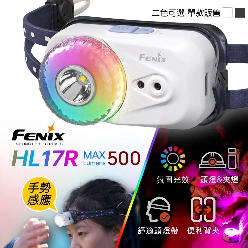 Fenix HL17R 500流明 100米 多用快拆磁吸頭燈