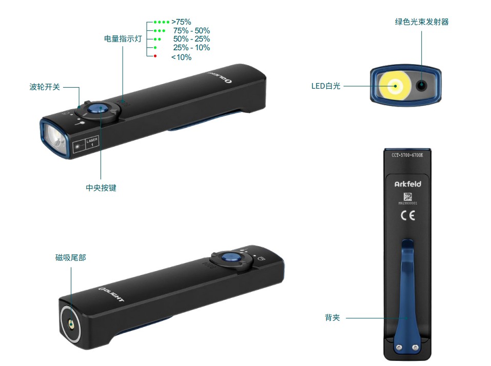 OLIGHT Arkfeld 1000流明 高亮度手電筒 綠激光二合一 商務營造首推 簡約現代風