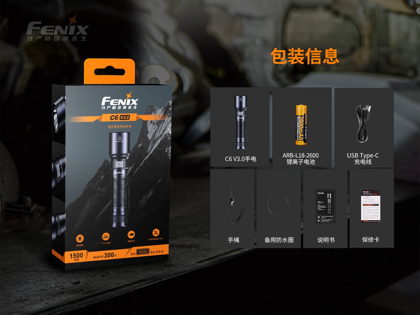 FENIX C6 V3.0 1500流明 300米 高性能強光手電筒 尾部磁吸 一鍵切換 USB-C 實體門市