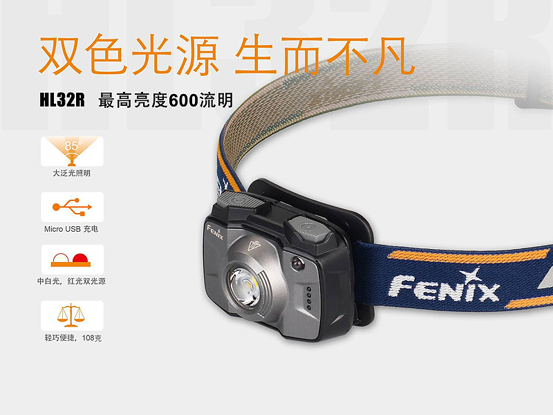 FENIX HL32R 高亮度輕便充電頭燈 大泛光照明 USB充電