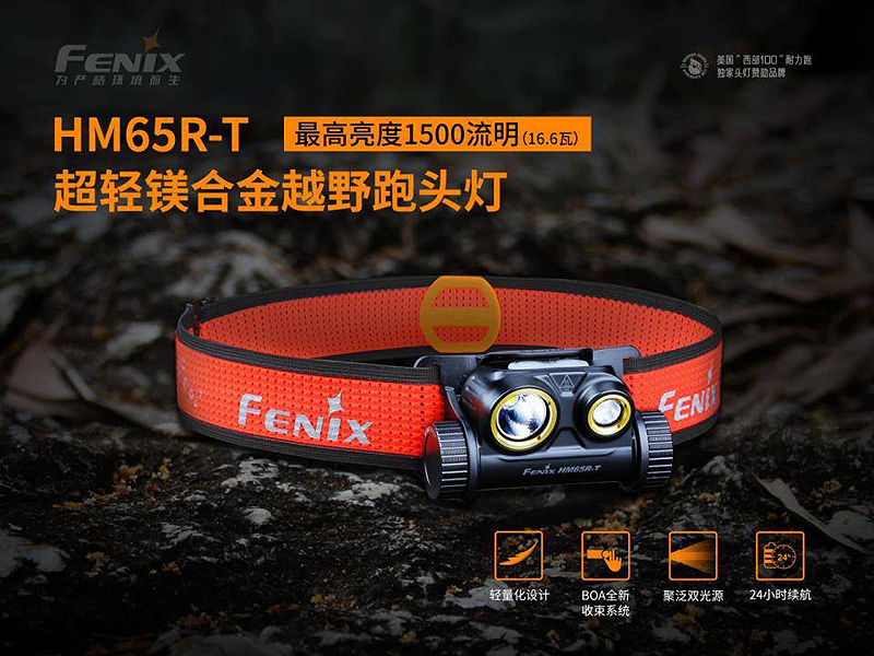 Fenix HM65R-T 1500流明 超輕鎂合金越野跑頭燈 聚、泛雙光源 USB-C 防水 耐寒 含電池