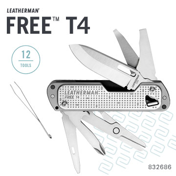 美國 Leatherman FREE T4 多功能工具刀 #832686 不鏽鋼主刃 公司貨 保固25年 
