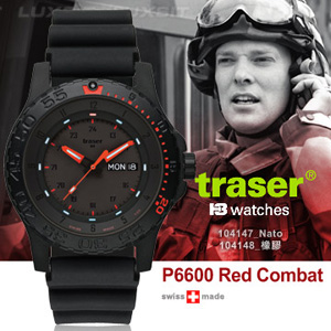 瑞士Traser P6600 Red Combat軍錶(#104147 Nato錶帶、#104148橡皮錶帶)